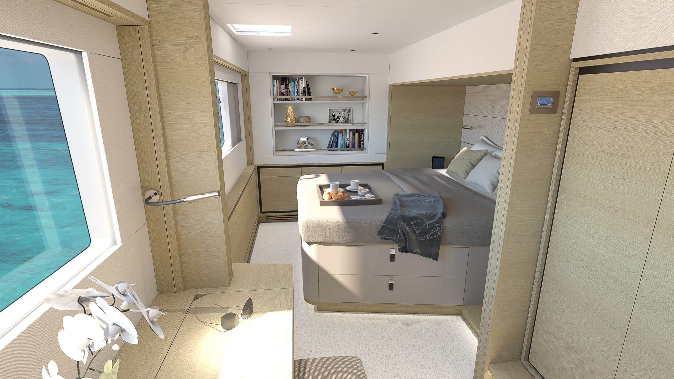 Xquisite X60 Interior Design Light Oak VIP Cabin