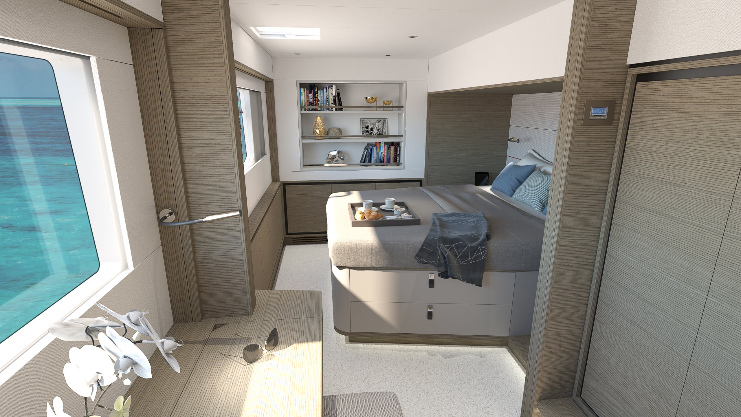 Xquisite X60 Interior Design Silver Grey VIP Cabin