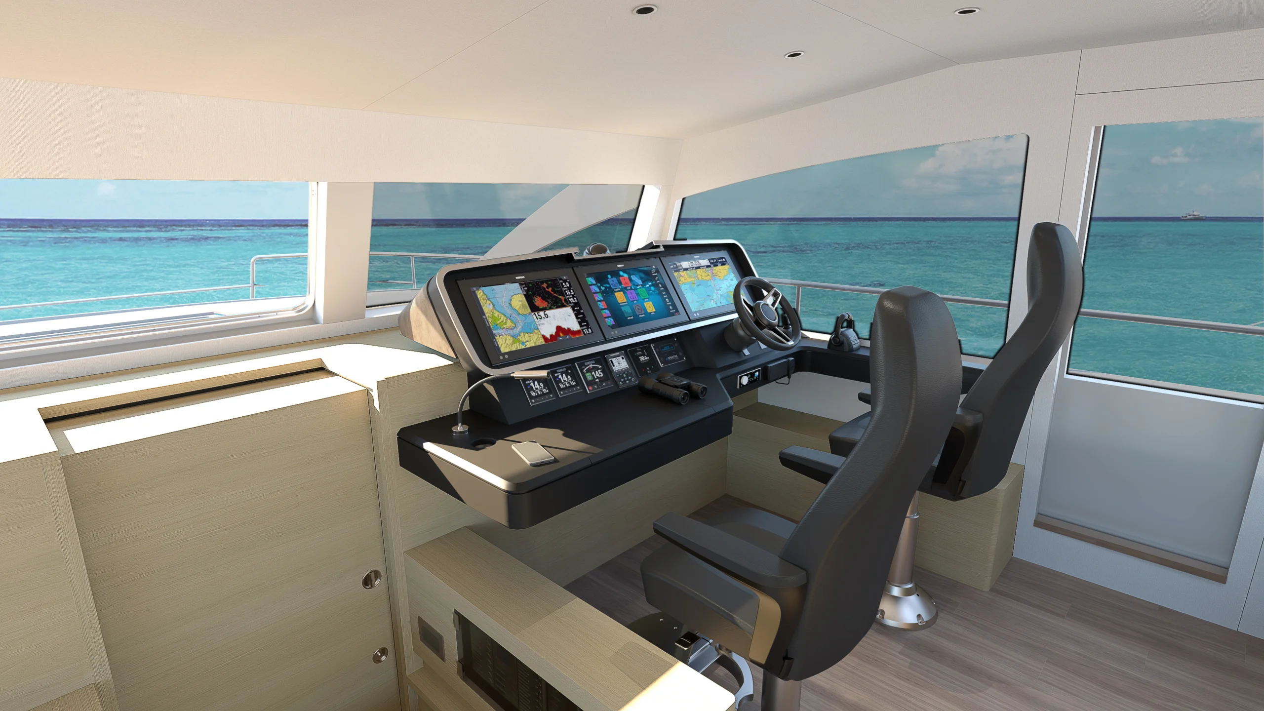 Xquisite X60 Interior Design Light Oak Helm View